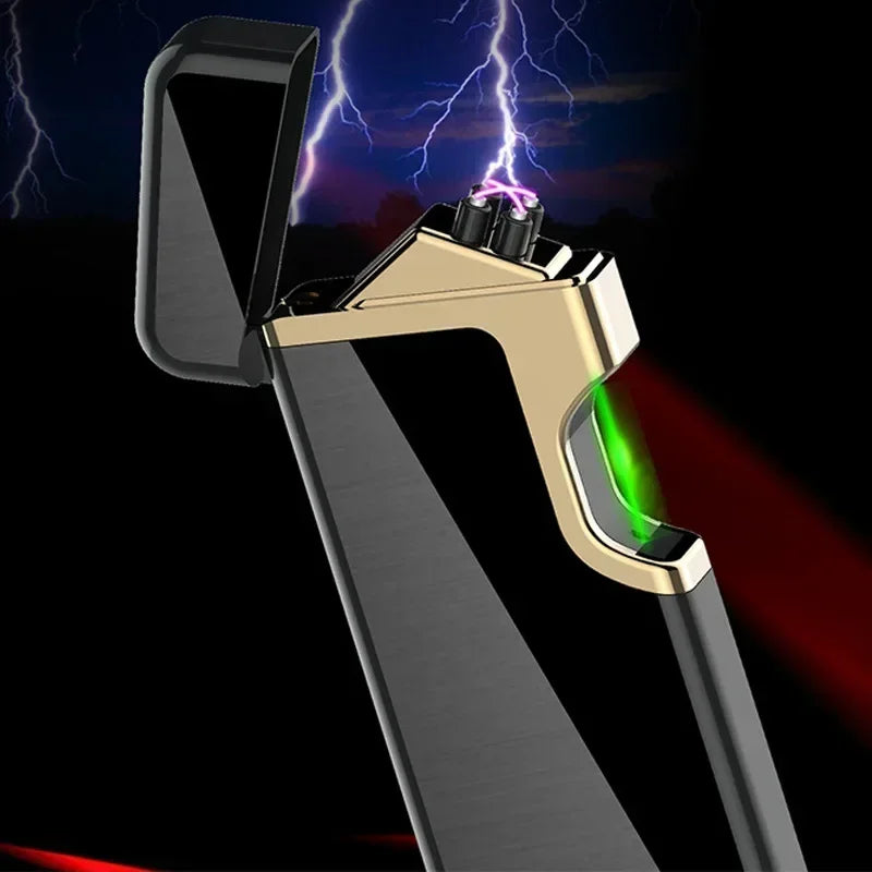 USB Rechargeable Lighter Finger Laser Induction Ignition Metal Double Arc Windproof Lighter Smoking Accessories Men's Gift