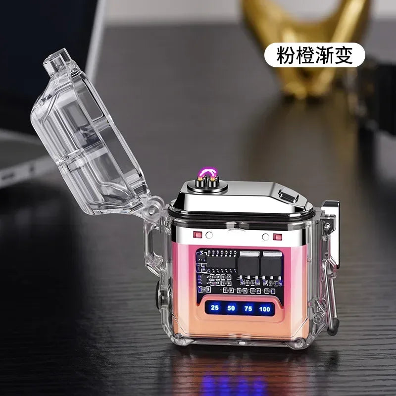 USB Electronic Lighter Transparent Shell Double Arc TYPE-C Fast Charging COB Lighting Plasma Windproof Lighter Waterproof