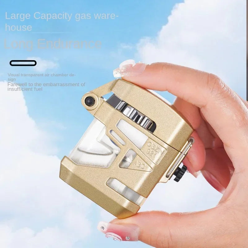 Visible Gas Butane Gas Lighter Strange Flame Metal Windproof Cigar Lighter Smoking Accessories Gadgets Men