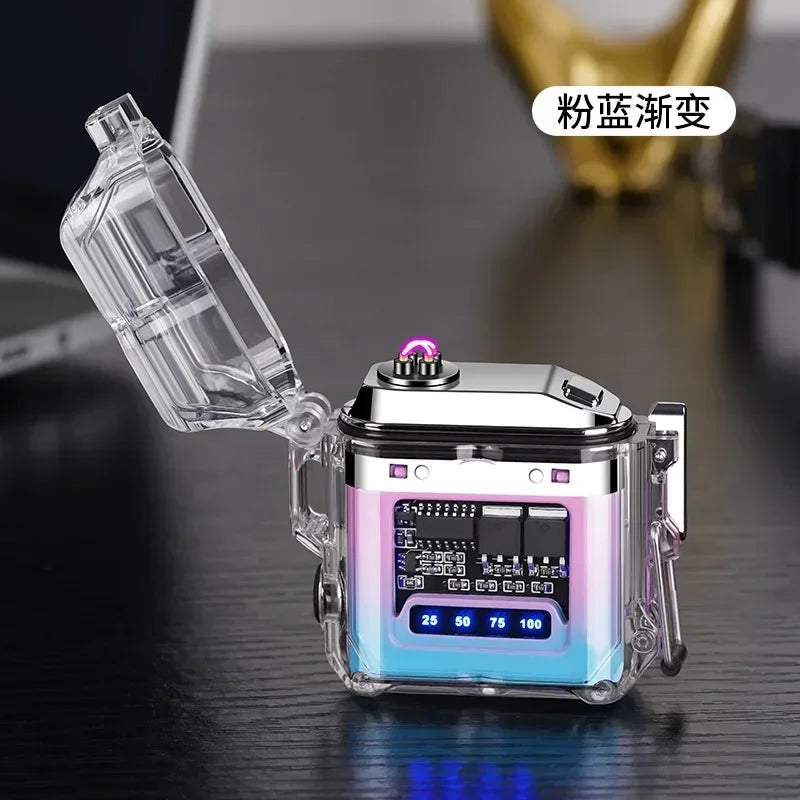 USB Electronic Lighter Transparent Shell Double Arc TYPE-C Fast Charging COB Lighting Plasma Windproof Lighter Waterproof