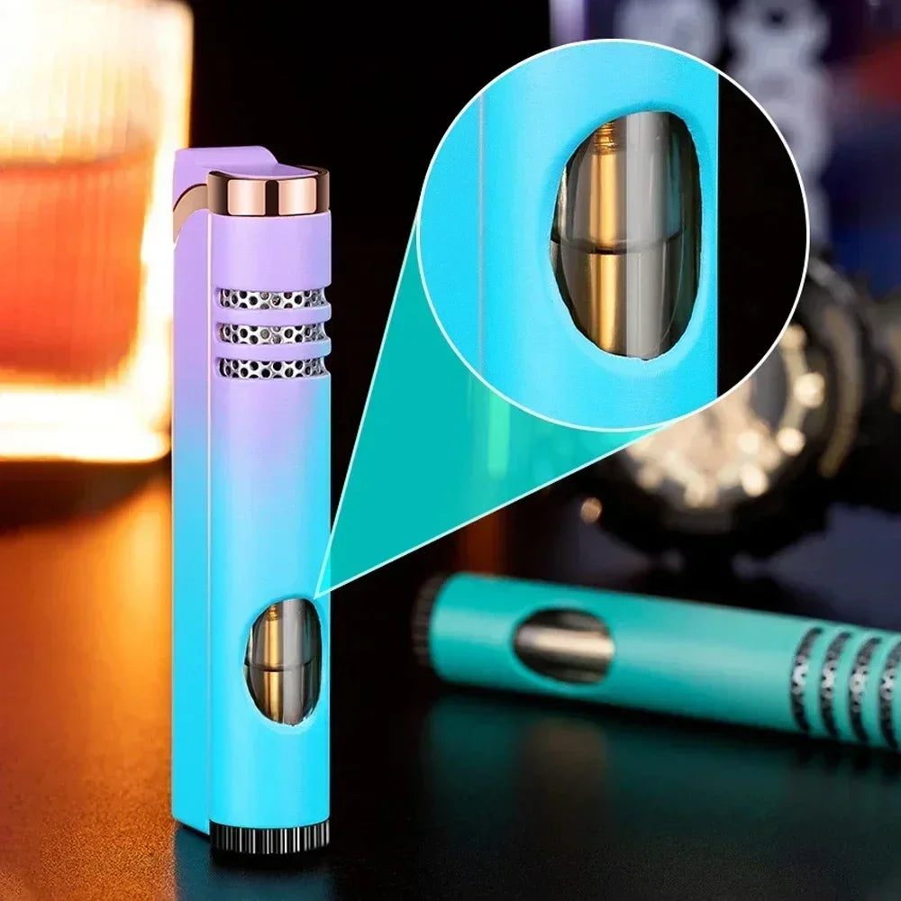 Windproof Inflatable Butane Lighter, Portable Smoking Accessories, Small Tools, Visible Air Chamber, Holiday Gifts