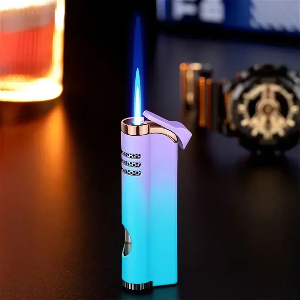 Windproof Inflatable Butane Lighter, Portable Smoking Accessories, Small Tools, Visible Air Chamber, Holiday Gifts