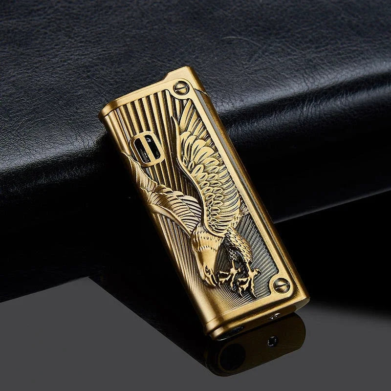 Metal Windproof Lighter Retro Blue Flame Butane Gas Lighter Cigarette Accessories Holiday Gift