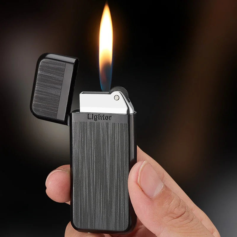 Grinding Wheel Open Flame Butane Gas Lighter, Ultra-thin Windproof Lighter, Smoking Accessories, Holiday Gift