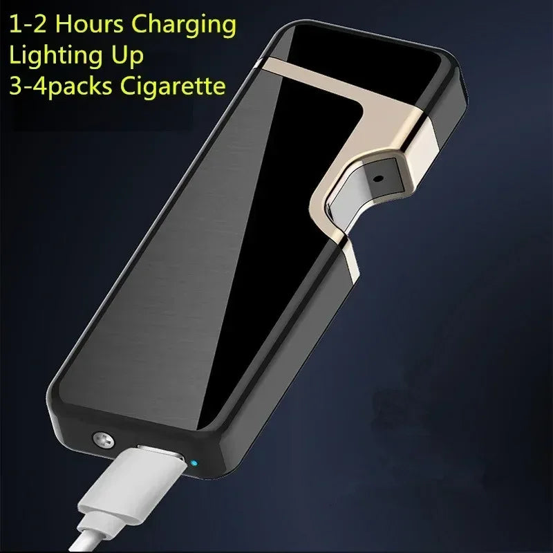 USB Rechargeable Lighter Finger Laser Induction Ignition Metal Double Arc Windproof Lighter Smoking Accessories Men's Gift