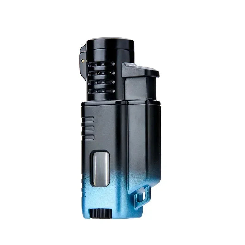 Three Flame Lighter, Windproof Cigar Lighter, Simple Business Visual Window Lighter, Butane Torch, Inflatable Igniter