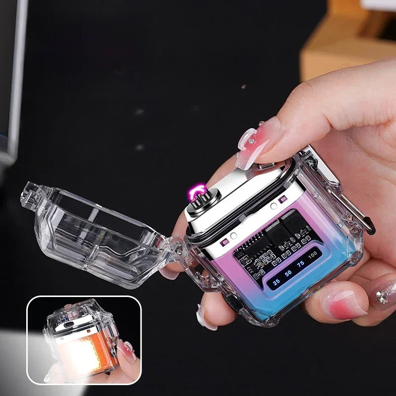 USB Electronic Lighter Transparent Shell Double Arc TYPE-C Fast Charging COB Lighting Plasma Windproof Lighter Waterproof