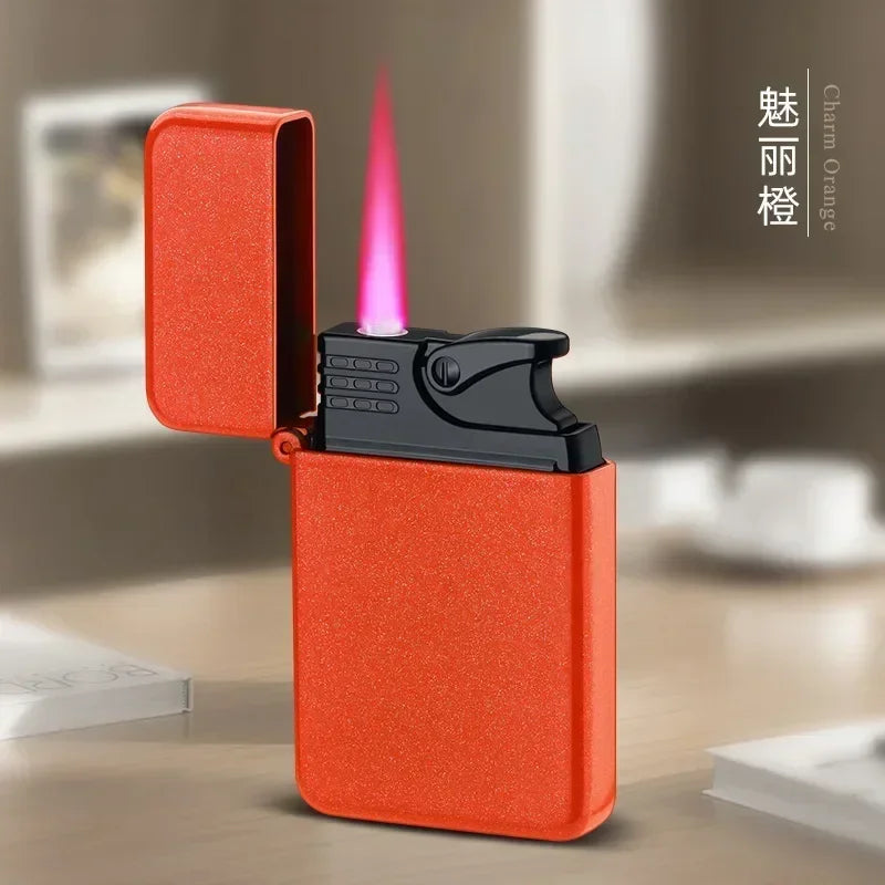 Metal Red Flame Lighter, Refillable Butane, Adjustable, Portable, Windproof, Gas Lighter, Glow in the Dark, Gift for Men