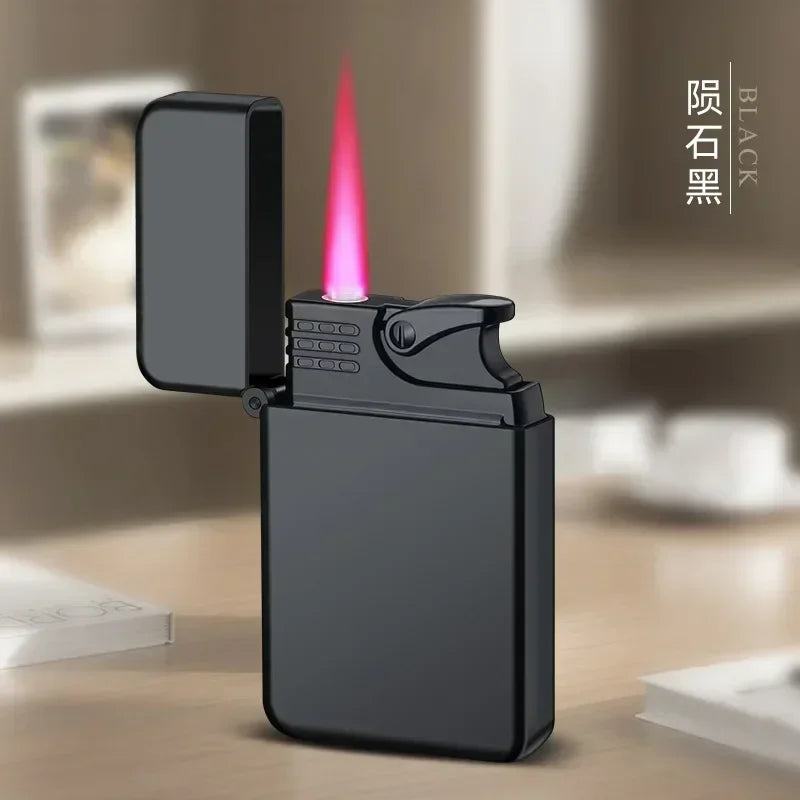 Metal Red Flame Lighter, Refillable Butane, Adjustable, Portable, Windproof, Gas Lighter, Glow in the Dark, Gift for Men