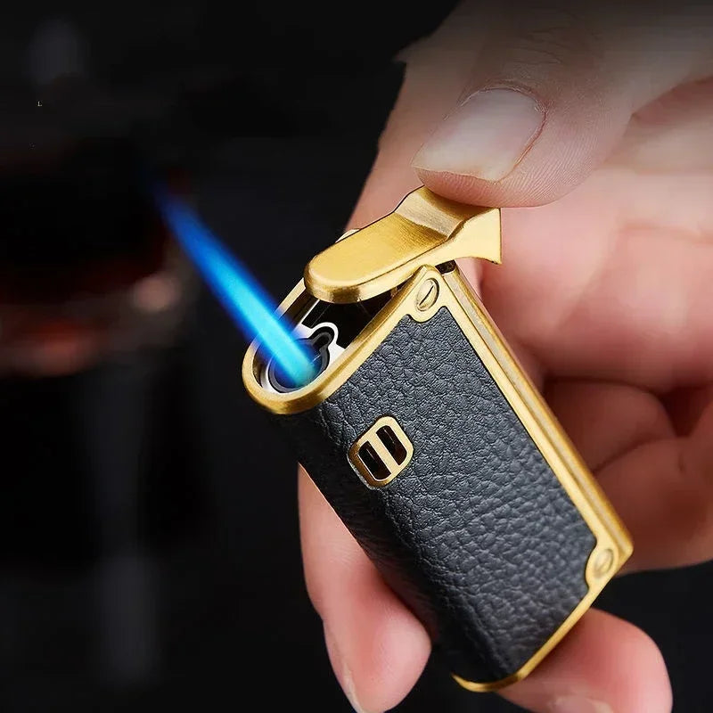 Metal Windproof Lighter Retro Blue Flame Butane Gas Lighter Cigarette Accessories Holiday Gift