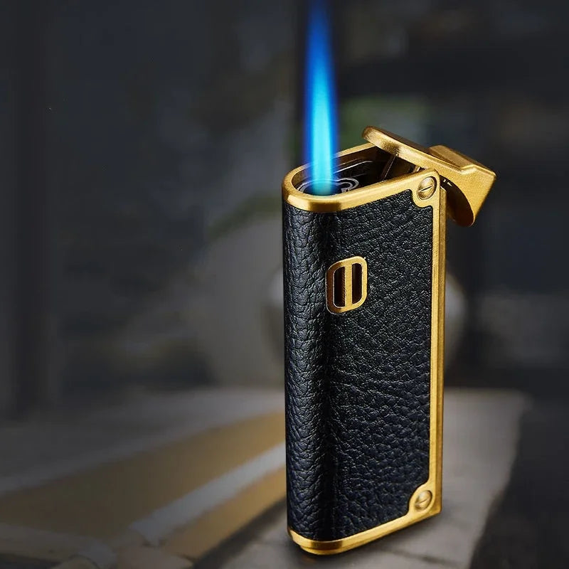 Metal Windproof Lighter Retro Blue Flame Butane Gas Lighter Cigarette Accessories Holiday Gift