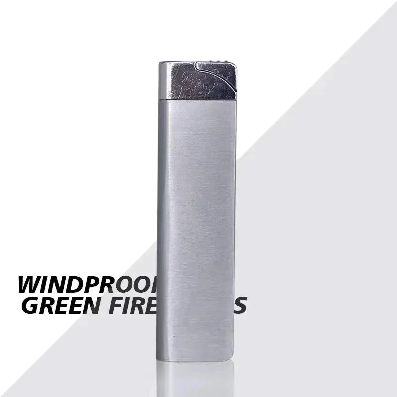 Ultra-thin Inflatable Butane Gas Lighter Windproof Metal Lighter Cigarette Accessories Holiday Gift